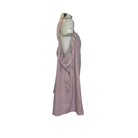 Bloomchic NEW Mauve Plus Size 26 Embroidered Floral Button Down Sleeveless Top - Picture 4 of 10